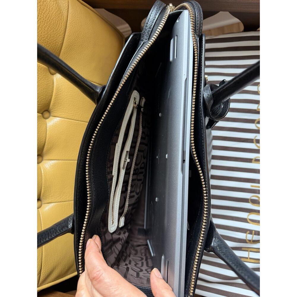 Henri Bendel Black Pebble Leather Tote with Gold Hardware Authentic - Picture 13 of 16